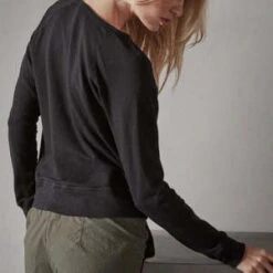 James PerseVintage French Terry Sweatshirt -- White/Black -Sports Clothing James Perse Vintage French Terry Sweatshirt WXA3247 20230930212436 3