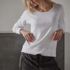 James PerseVintage French Terry Sweatshirt -- White/Black -Sports Clothing James Perse Vintage French Terry Sweatshirt WXA3247 20230930212437 1