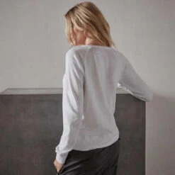 James PerseVintage French Terry Sweatshirt -- White/Black -Sports Clothing James Perse Vintage French Terry Sweatshirt WXA3247 20230930212437 3