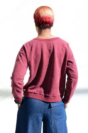 JungmavenLaguna Cropped Sweatshirt - Burgundy 6 JungmavenLaguna Cropped Sweatshirt - Burgundy - Image 4