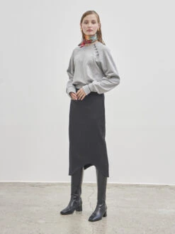 Maison De InesSide Eyelet Sweatshirt - Gray -Sports Clothing Maison De Ines Side Eyelet Sweatshirt Gray 20231013164856