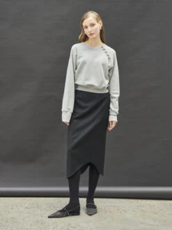 Maison De InesSide Eyelet Sweatshirt - Gray -Sports Clothing Maison De Ines Side Eyelet Sweatshirt Gray 20231013164859