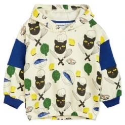 Mini RodiniKids Mini Rodini Child Chef Cat Hooded Sweatshirt - Cream