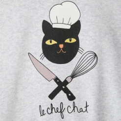 Mini RodiniKids Mini Rodini Child Chef Cat Sweatshirt - Grey -Sports Clothing Mini Rodini Child Chef Cat Sweatshirt Grey 20230801022046