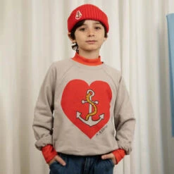 Mini RodiniKids Mini Rodini Sailor's Heart Sweatshirt - Grey