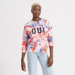 Clare V.OUI Sweatshirt - Blush Tie Dye
