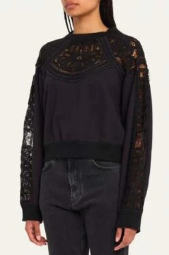 Sea New YorkBranca Battenburg L/S Combo Sweatshirt - Black