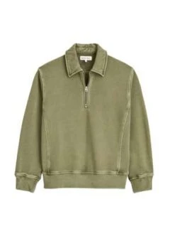 Alex MillSom Half Zip Sweatshirt - Olive -Sports Clothing Som Half Zip Sweatshirt in Fleece Olive 20230823221414