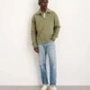 Alex MillSom Half Zip Sweatshirt - Olive -Sports Clothing Som Half Zip Sweatshirt in Fleece Olive 20230823221415