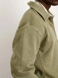 Alex MillSom Half Zip Sweatshirt - Olive -Sports Clothing Som Half Zip Sweatshirt in Fleece Olive 20230823221416 1