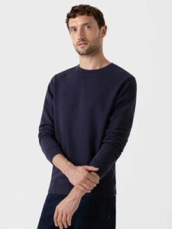 SunspelLoopback Sweatshirt - Navy -Sports Clothing Sunspel Loopback Sweatshirt in Navy 20230905150338 2