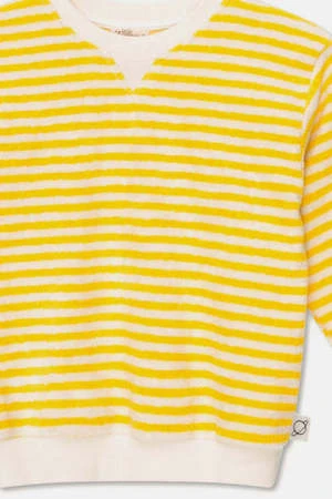 My Little CozmoKIDS My Little Cozmo Surf Sweatshirt - Lemon Organic Terry Stripe 7 My Little CozmoKIDS My Little Cozmo Surf Sweatshirt - Lemon Organic Terry Stripe - Image 5