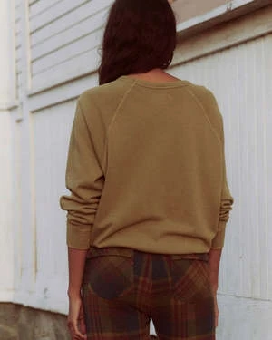 The Great.The College Sweatshirt W/ Gaucho Graphic - Washed Fir Green 6 The Great.The College Sweatshirt W/ Gaucho Graphic - Washed Fir Green - Image 4