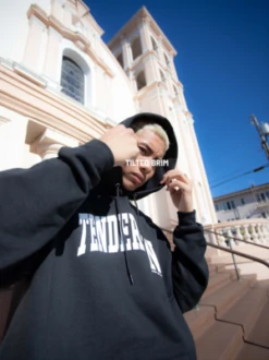 Tilted BrimTenderloin Champion Arch Hooded Sweatshirt - Black -Sports Clothing Tilted Brim Tenderloin Champion Arch Hooded Sweatshirt Black 20230420020958