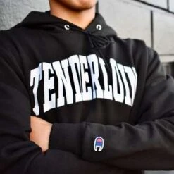 Tilted BrimTenderloin Champion Arch Hooded Sweatshirt - Black -Sports Clothing Tilted Brim Tenderloin Champion Arch Hooded Sweatshirt Black 20230420020959
