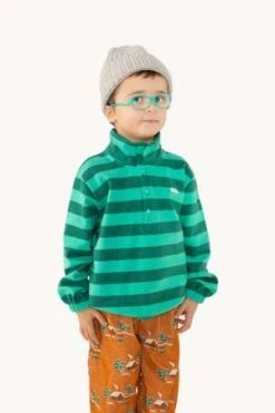 TinycottonsKids Tiny Cottons Tiny Stripes Mockneck Sweatshirt - Emerald