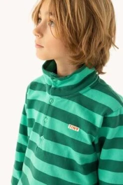TinycottonsKids Tiny Cottons Tiny Stripes Mockneck Sweatshirt - Emerald -Sports Clothing Tiny Cottons Tiny Stripes Mockneck Sweatshirt in Emerald 20230901174854 2