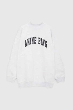 Anine BingTyler Sweatshirt - Heather Grey/Black -Sports Clothing Tyler Sweatshirt in Heather Grey with Black 20230811192533