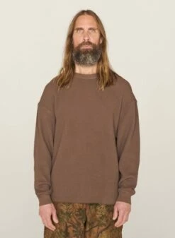 YMCVersatile Waffle Cotton Sweatshirt - Brown