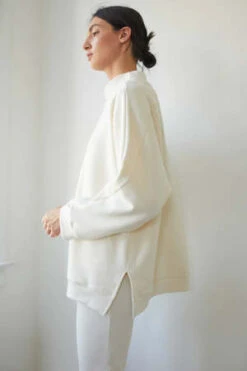 Wol HideRib Neck Sweatshirt - Natural