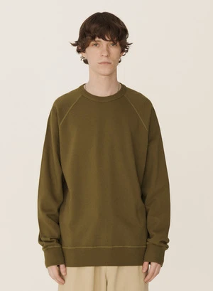 YMCEarth Shrank Organic Cotton Sweatshirt - Olive 4 YMCEarth Shrank Organic Cotton Sweatshirt - Olive - Image 2