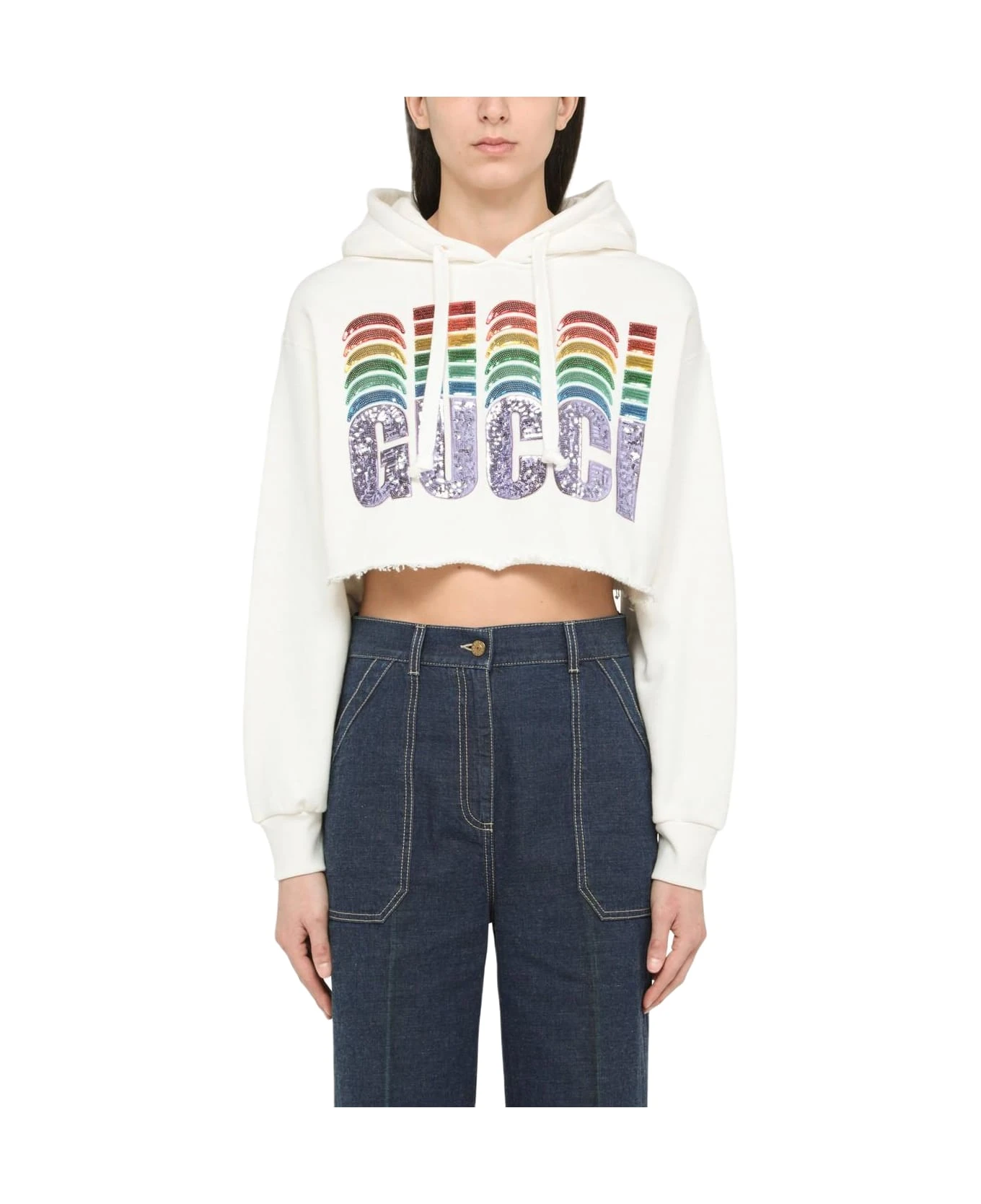 Gucci Cropped Sweatshirt With Embroidery 3 Gucci Cropped Sweatshirt With Embroidery