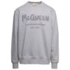 Alexander McQueen Grey Sweatshirt With Contrasting Graffiti Logo Print In Cotton Man