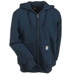 Carhartt Sweatshirts: Men's Navy Blue Water Repellent 100614 472 Zip Sweatshirt -Sports Clothing carhartt 100614 472 f 01