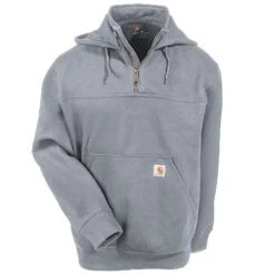 Carhartt Sweatshirts: Men's Heather Grey 100617 034 Rain Defender Hooded Sweatshirt -Sports Clothing carhartt 100617 472 htr f 01