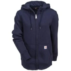 Carhartt Sweatshirts: Women's Heavyweight Clarksburg Navy 102788 412 Full-Zip Hoodie -Sports Clothing carhartt 102788 412 f 01
