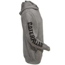 CAT Apparel Sweatshirts: Men's 1910709 004 Grey Hooded Trademark Banner Sweatshirt -Sports Clothing cat 1910709 004 r 01