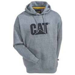 CAT Apparel Sweatshirts: Men's W10646 004 Dark Heather Grey Trademark Hooded Sweatshirt -Sports Clothing cat w10646 dhtr f 01