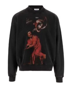 Off-White Sweatshirt With Painted Print And Logo