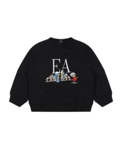 Emporio Armani Blue Sweatshirt For Baby Boy With Smurfs And Logo
