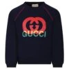 Gucci Blue Sweatshirt For Children With Logo Print -Sports Clothing d98f32a0be2f5b1c06c888ac4af33ad6
