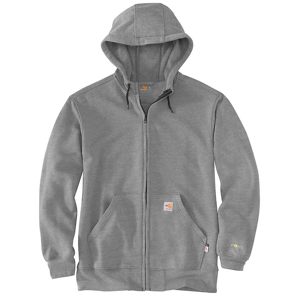 Carhartt Force Sweatshirts: Men's 104982 020 Granite Heather Flame Resistant Hooded Zip Front Sweatshirt 3 Carhartt Force Sweatshirts: Men's 104982 020 Granite Heather Flame Resistant Hooded Zip Front Sweatshirt