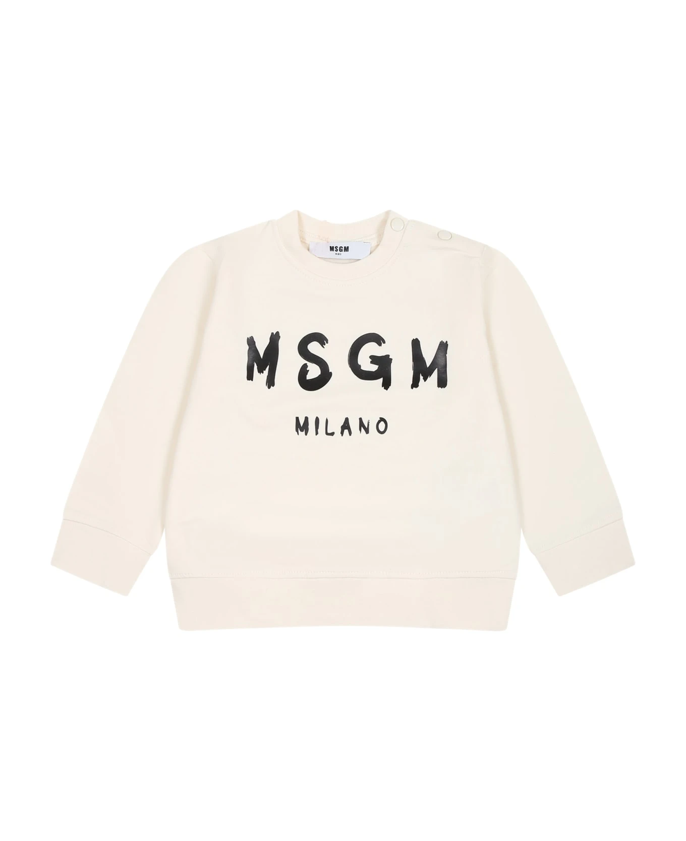MSGM Ivory Sweatshirt For Baby Kids With Logo 3 MSGM Ivory Sweatshirt For Baby Kids With Logo