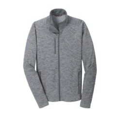 Port Authority Jacket: Men's F231 GRY Grey Digi Stripe Fleece Jacket -Sports Clothing f231 grey flat front
