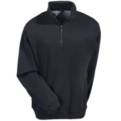 Sport-Tek Sweatshirts: Men's ST253 BK Black Colorfast Quarter Zip Sweatshirt -Sports Clothing f253black sporttekf 01 1