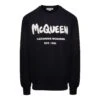 Alexander McQueen Black Sweatshirt With Contrasting Graffiti Logo Print In Cotton Man -Sports Clothing f52f5526136bb9995ca3e02d8cfa20d7
