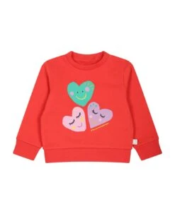 Stella McCartney Kids Red Sweatshirt For Baby Girl With Hearte And Logo