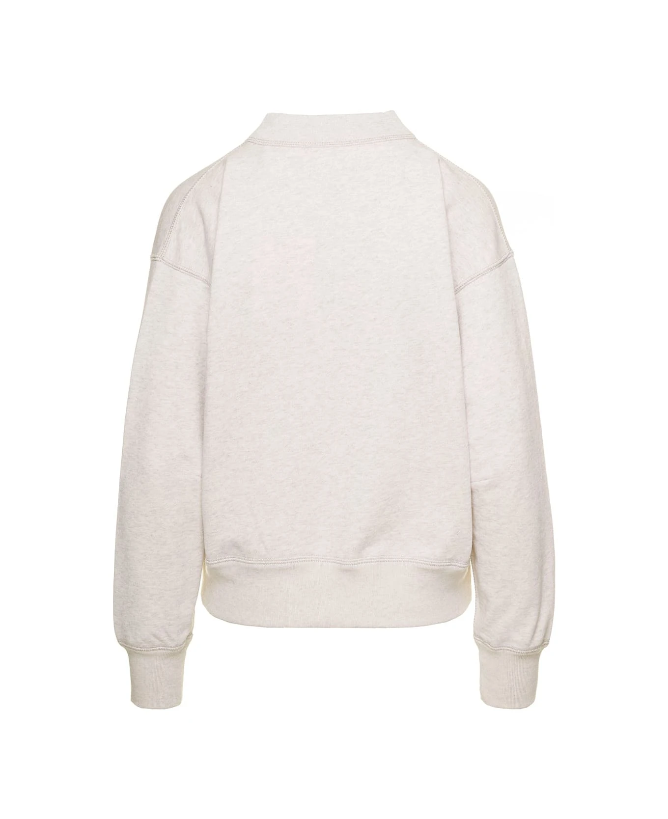 Grey High Neck Sweatshirt With Contrasting Logo Print In Cotton Blend Woman Isabel Marant Etoile 4 Grey High Neck Sweatshirt With Contrasting Logo Print In Cotton Blend Woman Isabel Marant Etoile - Image 2