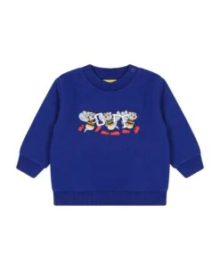 Off-White Blue Sweatshirt For Baby Boy With Mascot Logo Print
