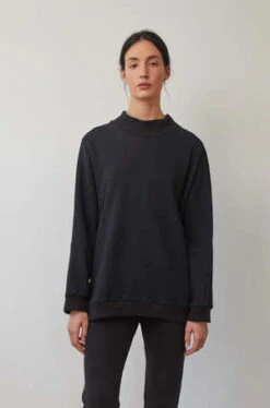 Wol Hiderib Neck Sweatshirt - Black