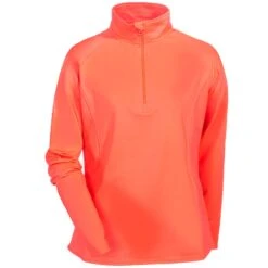 Sport-Tek Sweatshirts: Women's LST850 HTC Sport-Wick Hot Coral 1/2 Zip Pullover Sweatshirt -Sports Clothing sport tek lst850 htc f 01