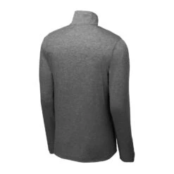 Sport-Tek Pullover: Men's ST407DGH Dark Grey Heather Triad Solid PosiCharge Tri-Blend Wicking 1/4-Zip Pullover -Sports Clothing st407 darkgreyheather form back