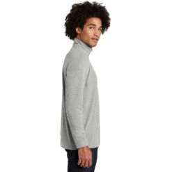 Sport-Tek Pullover: Men's ST407LGH Light Grey Heather Solid PosiCharge Tri-Blend Wicking 1/4-Zip Pullover 11 Sport-Tek Pullover: Men's ST407LGH Light Grey Heather Solid PosiCharge Tri-Blend Wicking 1/4-Zip Pullover -Sports Clothing st407 lightgreyheather model side 012019