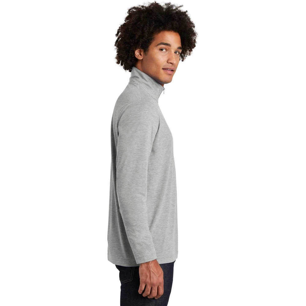 Sport-Tek Pullover: Men's ST407LGH Light Grey Heather Solid PosiCharge Tri-Blend Wicking 1/4-Zip Pullover 6 Sport-Tek Pullover: Men's ST407LGH Light Grey Heather Solid PosiCharge Tri-Blend Wicking 1/4-Zip Pullover - Image 4