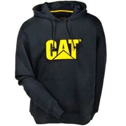 Caterpillar Sweatshirts: Men's Black W10646 016 Trademark Hooded Sweatshirt -Sports Clothing w10646blk catf 01